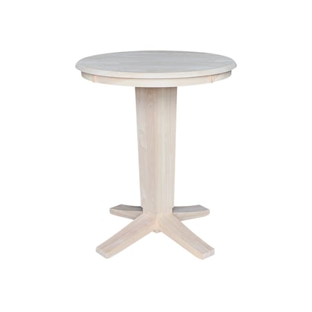 International Concepts 30 in. Solid Wood Round Top Pedestal Dining Table - 35.9 in. High, Unfinished K-30RT-23B-36